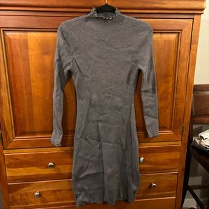Pink Martini Bodycon Grey Ruffled Edge Knit Dress